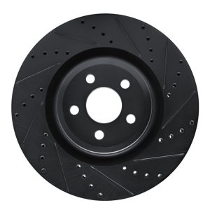 Ford Edge Brake Rotor (1) - Front Right - R1 Concepts - Drilled & Slotted - Black - `19-`24